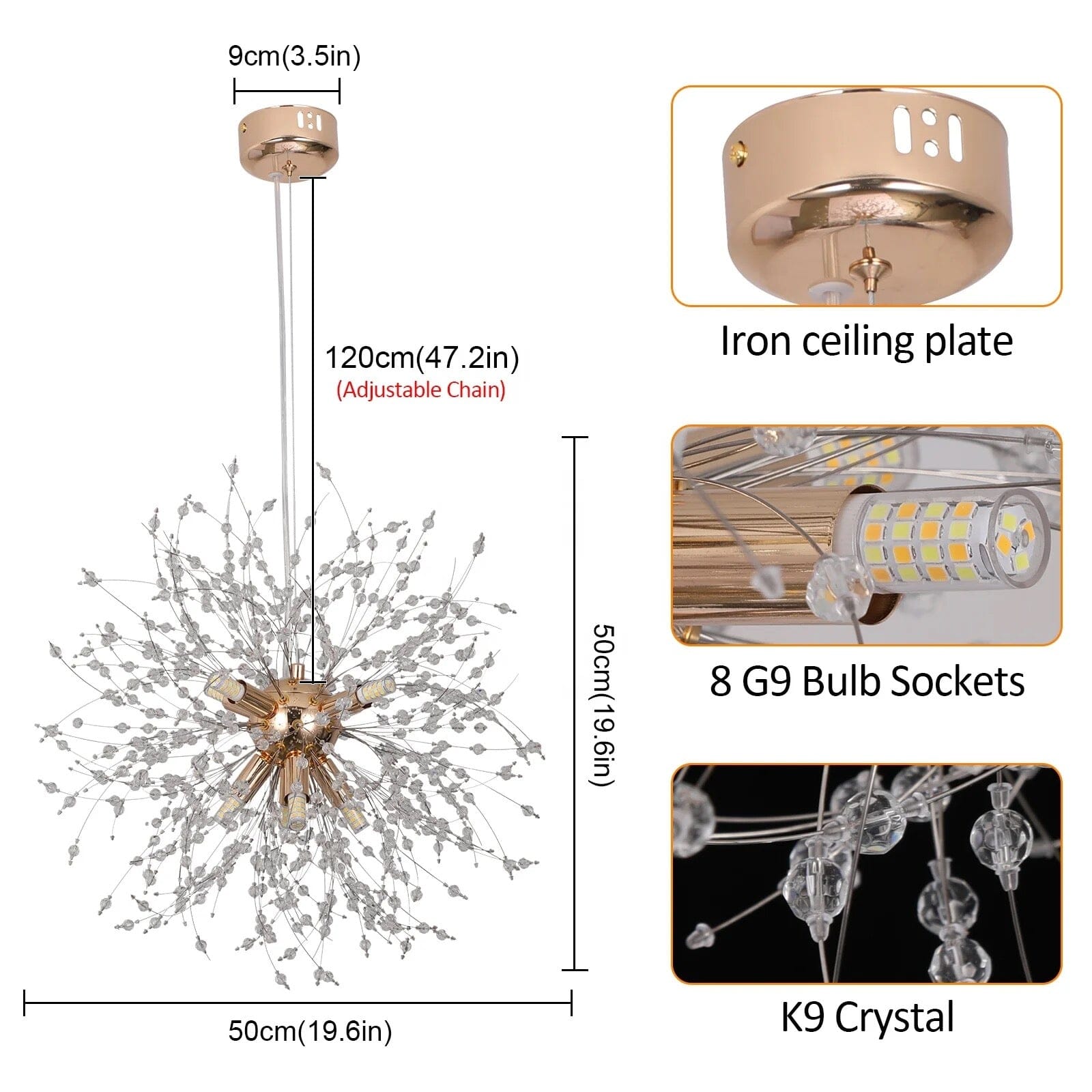 Moderni Dandelion Crystal -riippuvalaisin