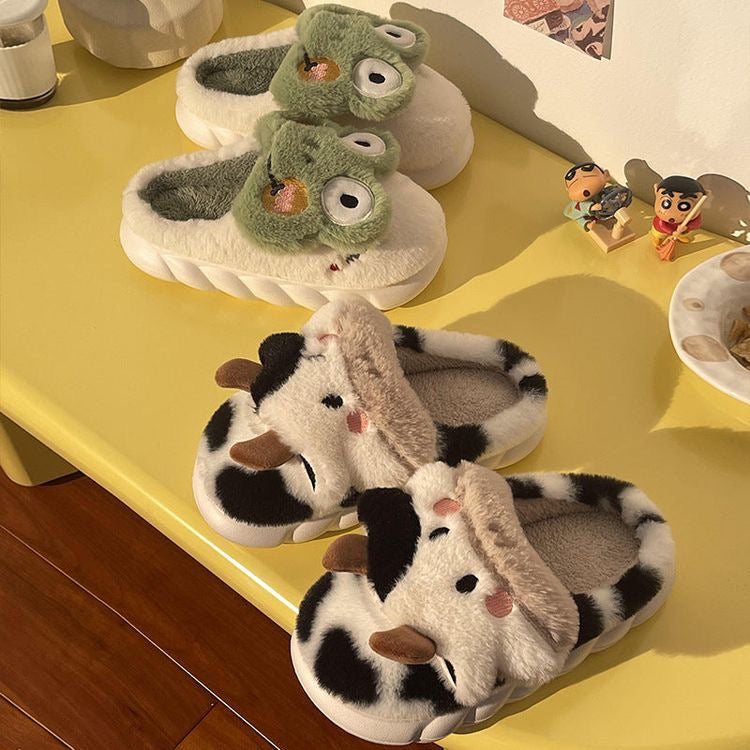 Pantuflas de vaca mullidas