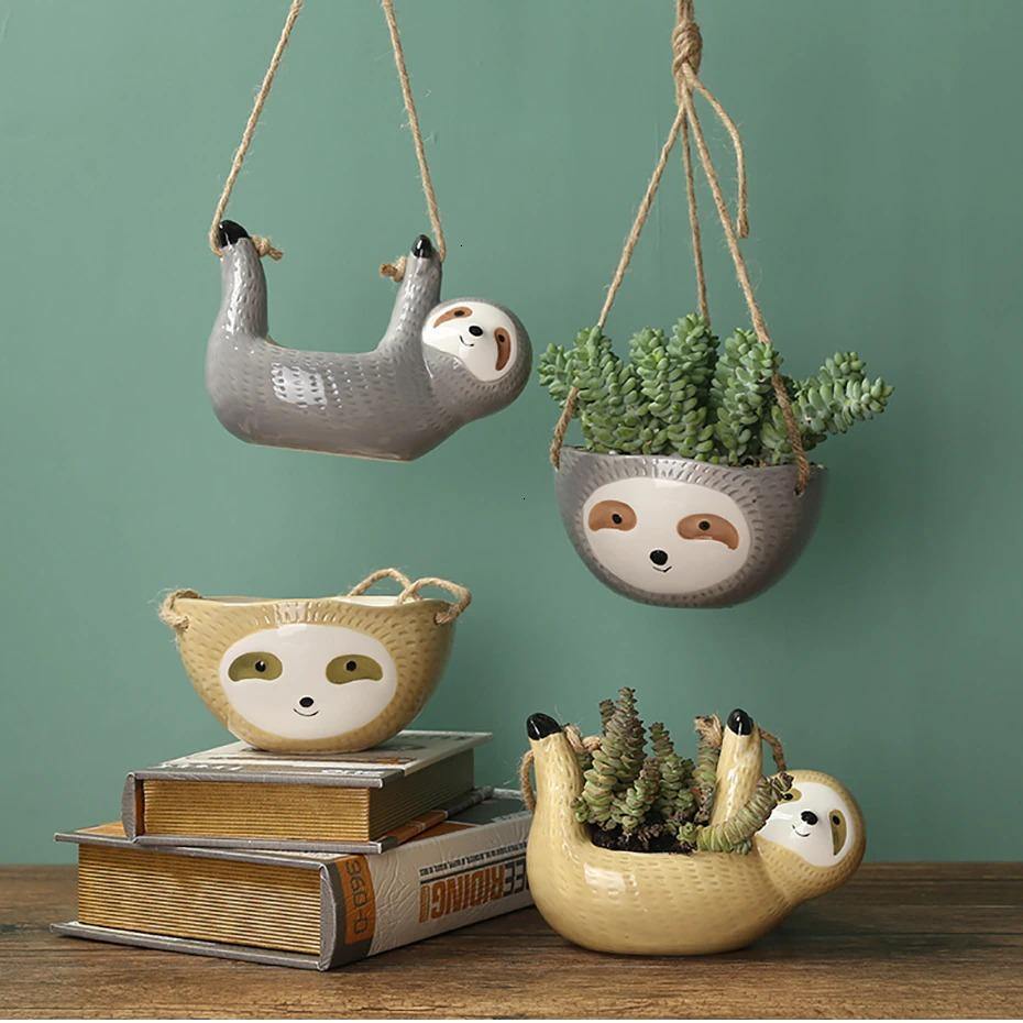 Sloth Keramisk Hängande Suckulent Planter