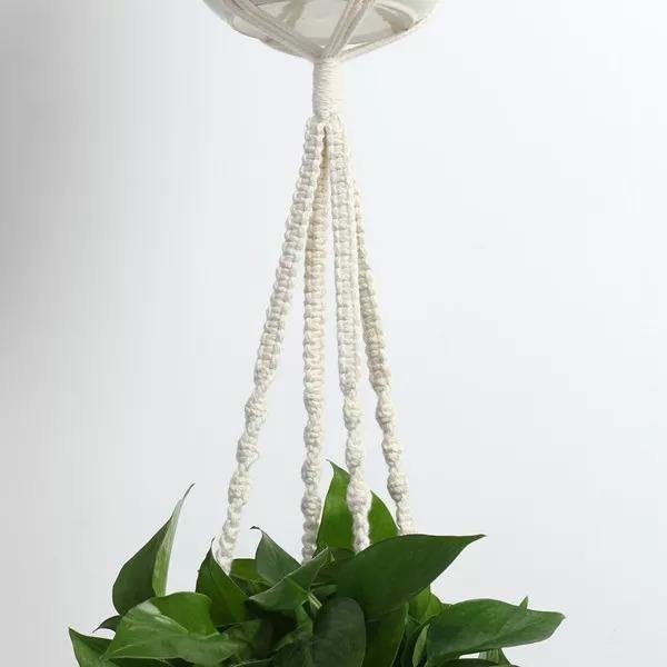 4-delers håndlaget Boho Macrame Plant Hanger Set