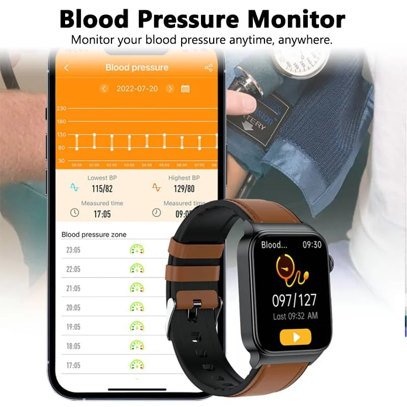 Allt-i-ett hälsoövervakande smartklocka med EKG och blodsockermätare