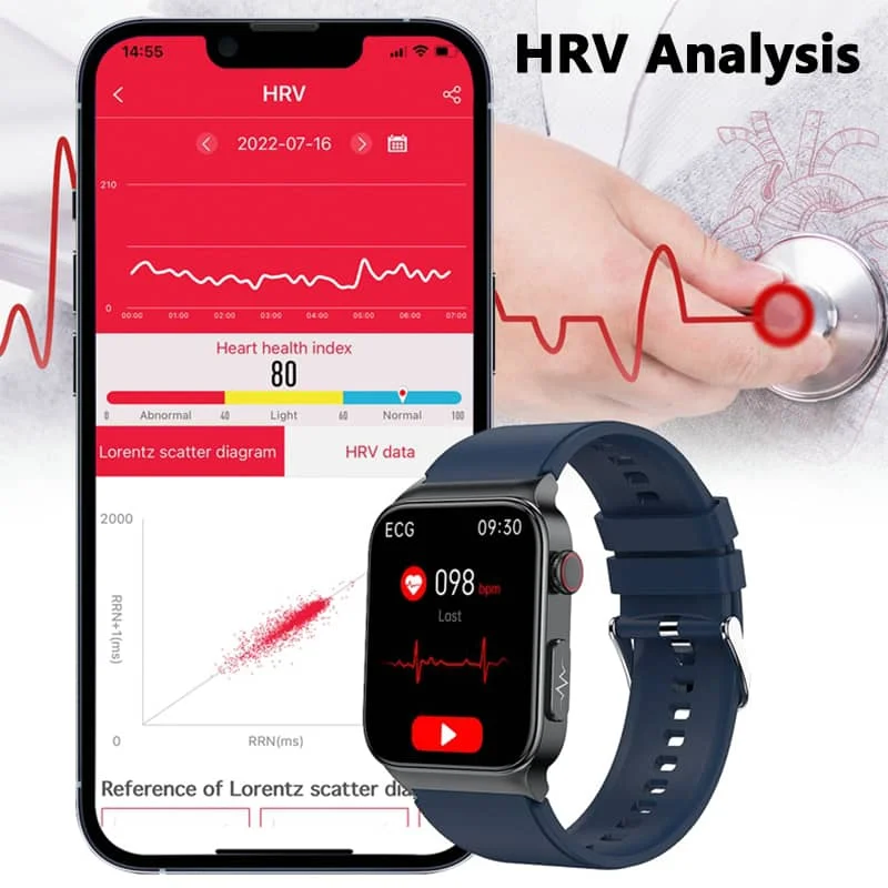 Allt-i-ett hälsoövervakande smartklocka med EKG och blodsockermätare