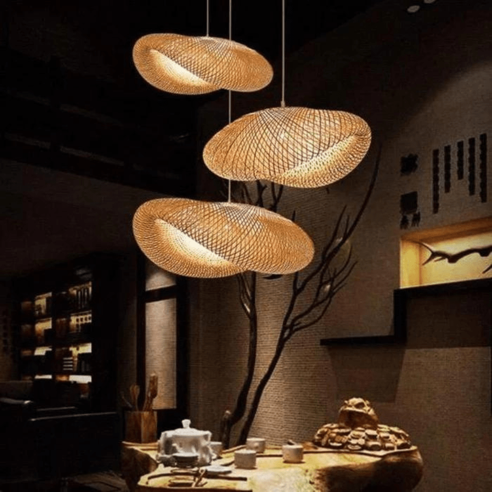 Lampada a sospensione in rattan di design