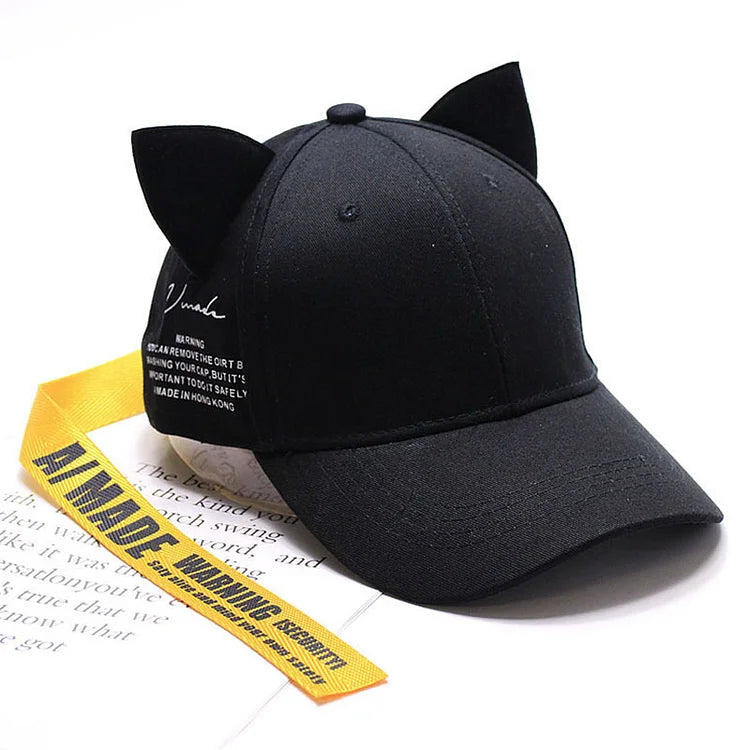 Søt Cat Ears Ribbon Baseball Cap