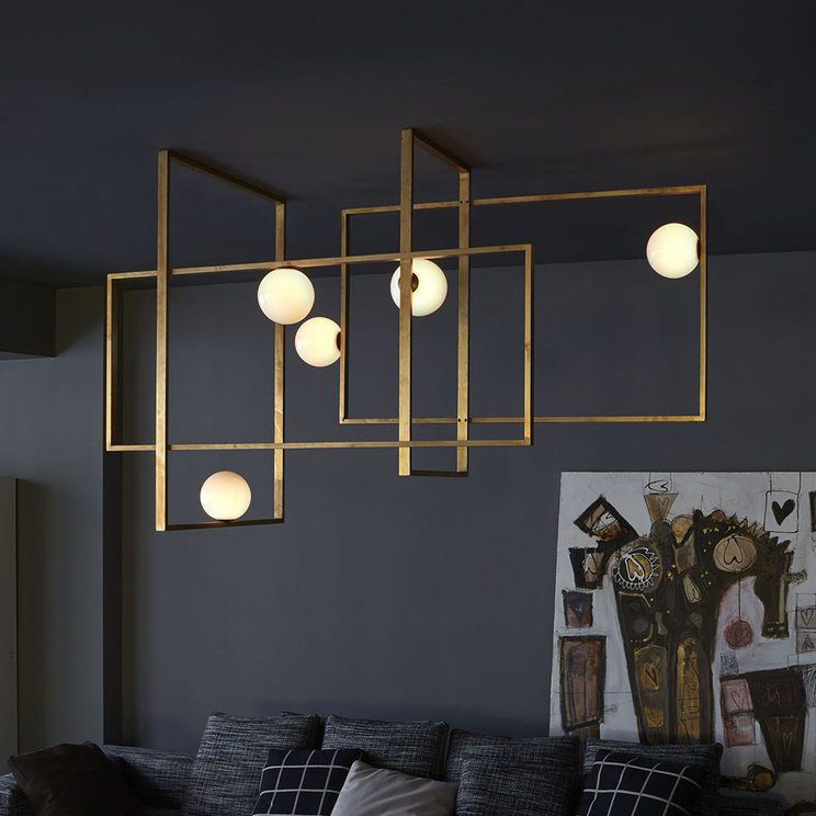 Lampada da soffitto in ottone e vetro Juul