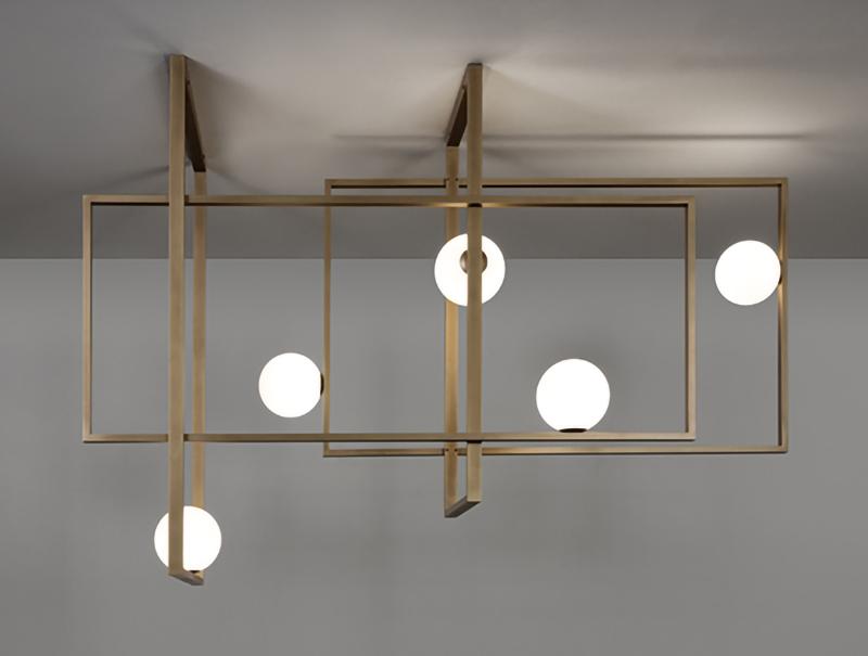 Lampada da soffitto in ottone e vetro Juul