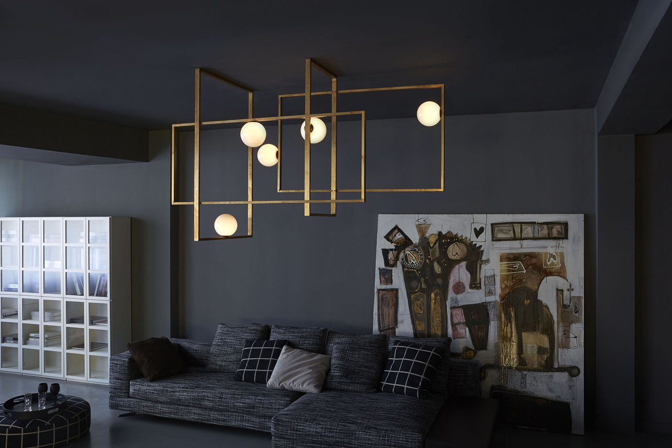 Lampada da soffitto in ottone e vetro Juul