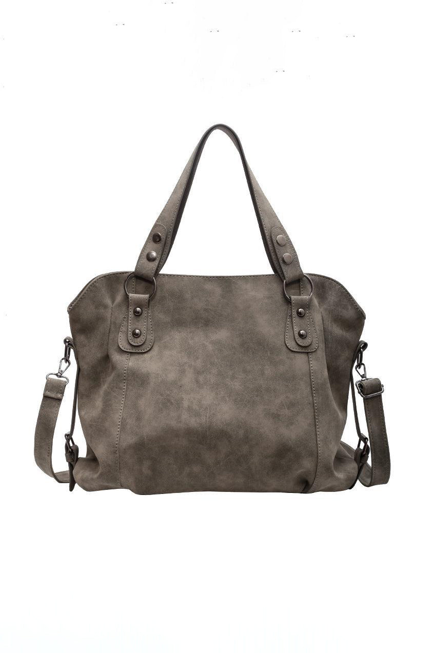 Stor Suede-stil Vintage Crossbody Tote Bag