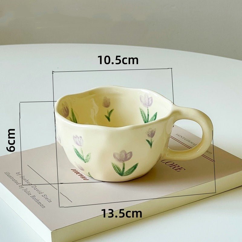 Koreanischer Stil unregelmäßige Blumen Keramiktasse