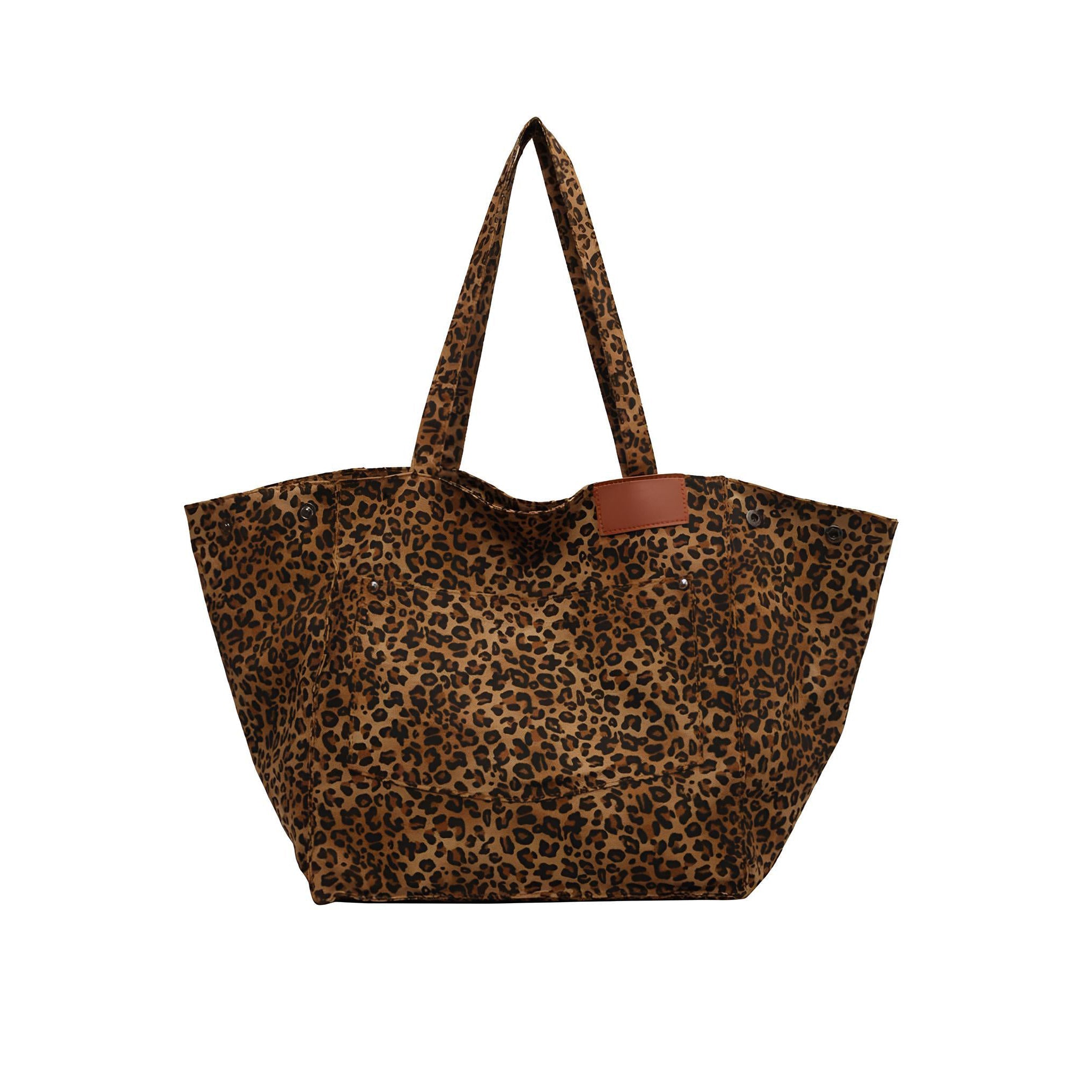 Bolso grande de lona con estampado de leopardo