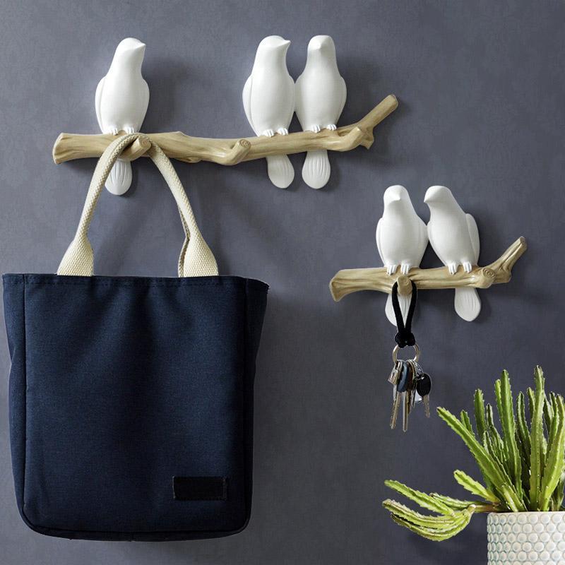 Gancho para abrigos/decoración con forma de pájaros encantadores