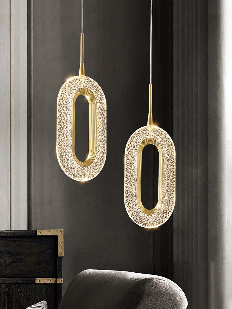 Lyxig diamantring guld taklampa - Kristallinspirerad modern belysningsarmatur