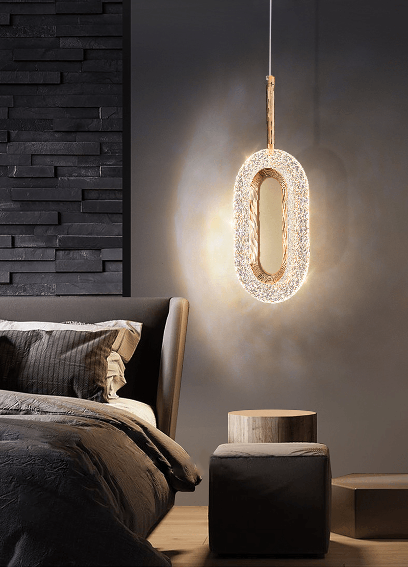 Lyxig diamantring guld taklampa - Kristallinspirerad modern belysningsarmatur