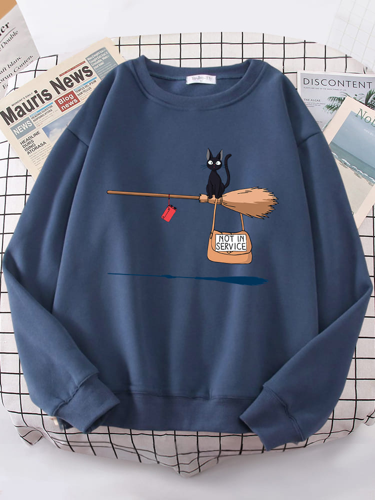 Besen fliegende schwarze Katze Sweatshirt