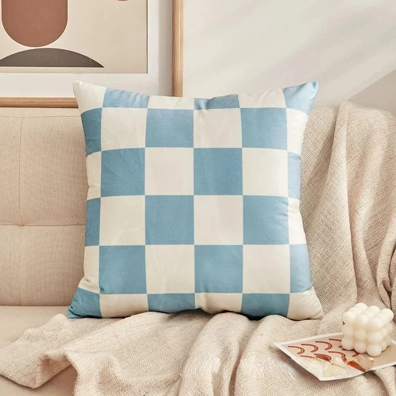 Fashion Checkerboard Plaid Cushion Cover – Retro Decor for Any Room