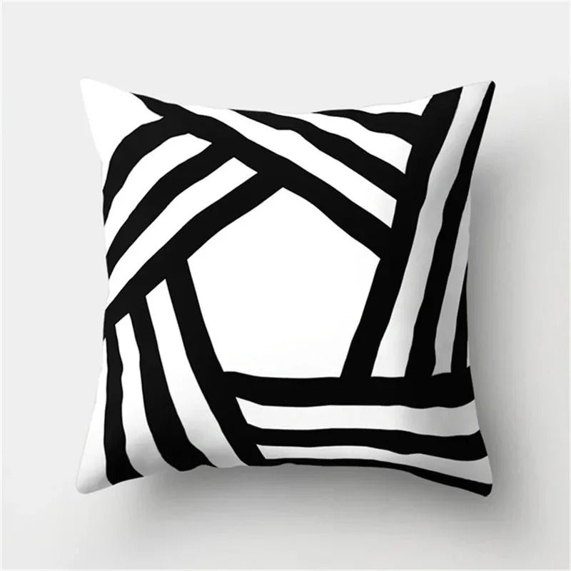 Black and White Geometric Cushion Cover – Elevate Your Home Decor with Chic Style