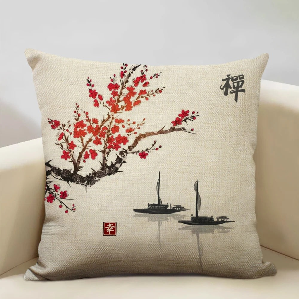 Housse de coussin japonaise Mont Fuji – Art Ukiyo-e rétro pour votre maison