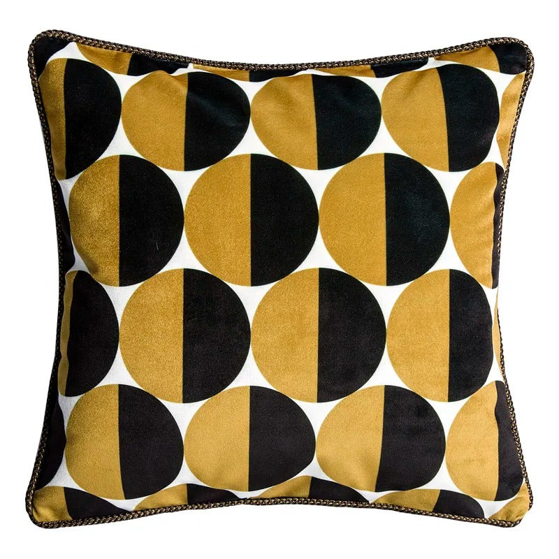 Housse de coussin rétro dorée – Style artistique européen de luxe avec imprimé abeille