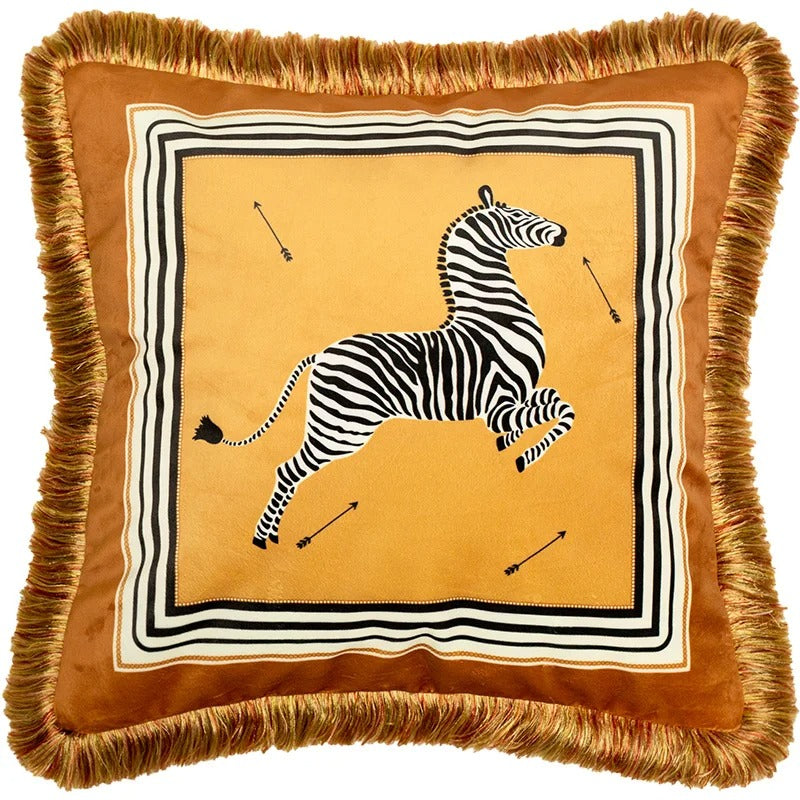 Housse de coussin rétro dorée – Style artistique européen de luxe avec imprimé abeille