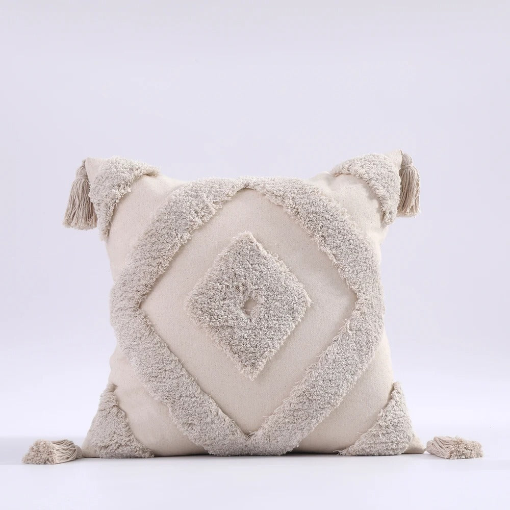 Housse de coussin touffetée style bohème marocain