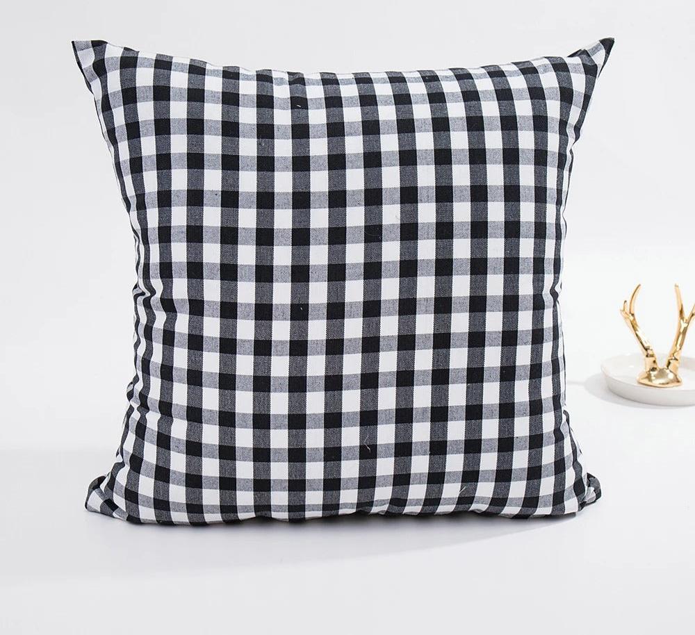 Housse de coussin à carreaux – Coton/Polyester