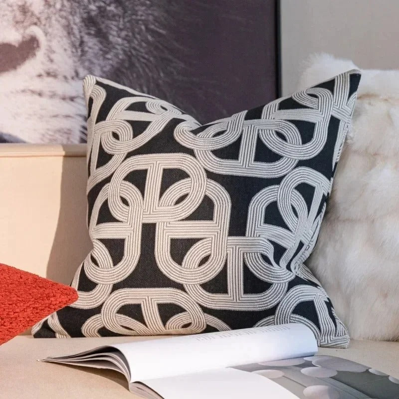 Luxury Double Sided Geometric Jacquard Cushion Cover