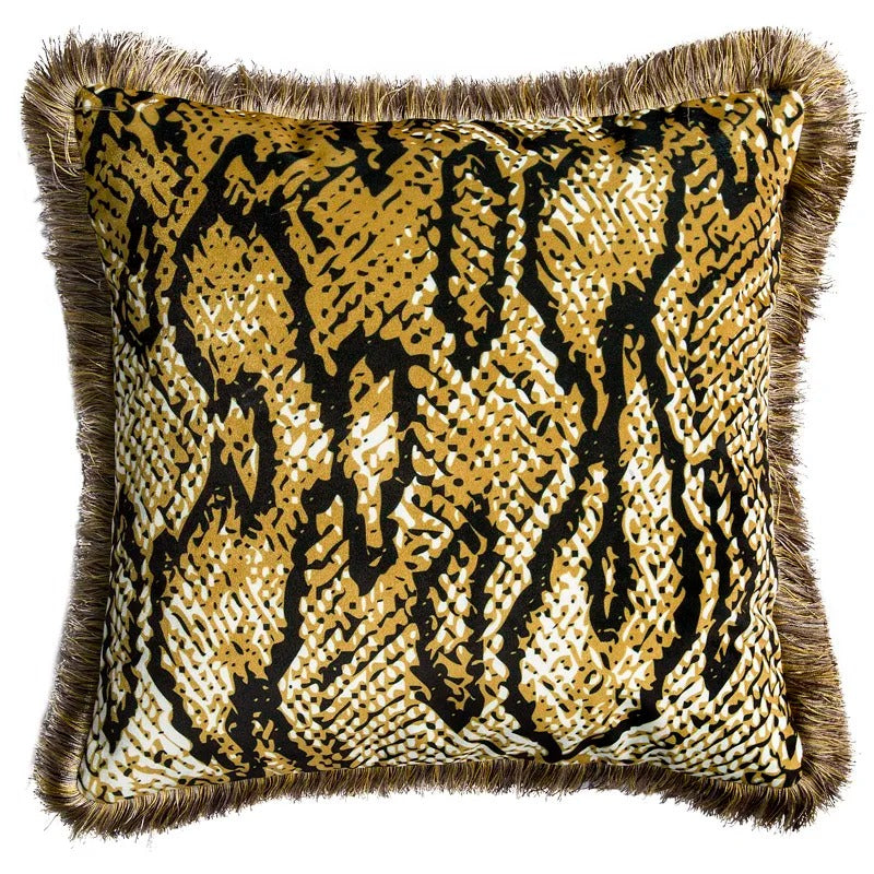 Housse de coussin rétro dorée – Style artistique européen de luxe avec imprimé abeille