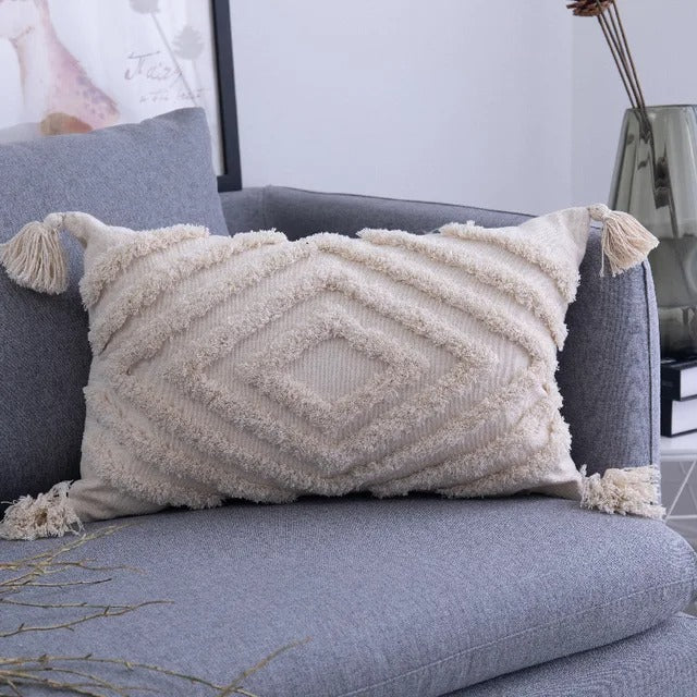 Marokkanischer Boho Tufted Kissenbezug