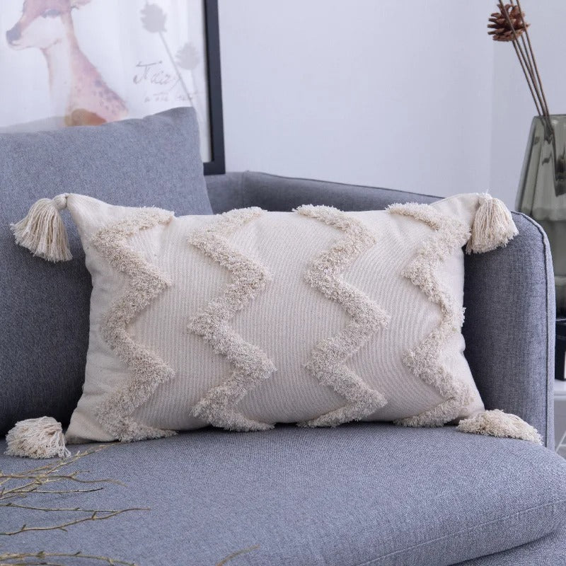 Marokkanischer Boho Tufted Kissenbezug