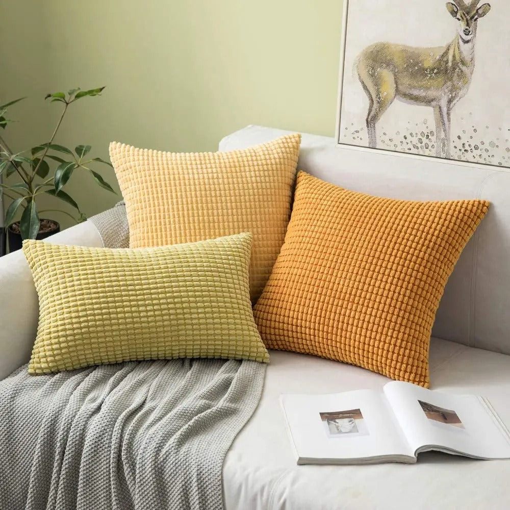 Cotton Corduroy Large Corn Kernel Plush Cushion Cover