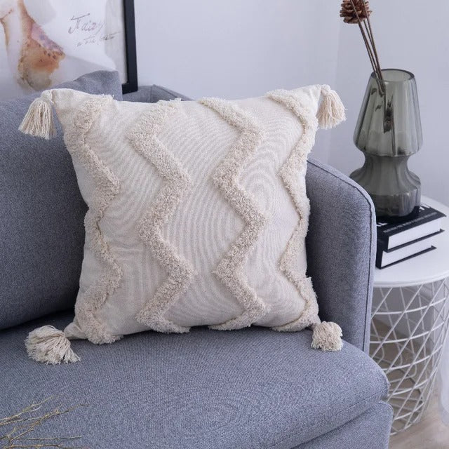 Marokkanischer Boho Tufted Kissenbezug