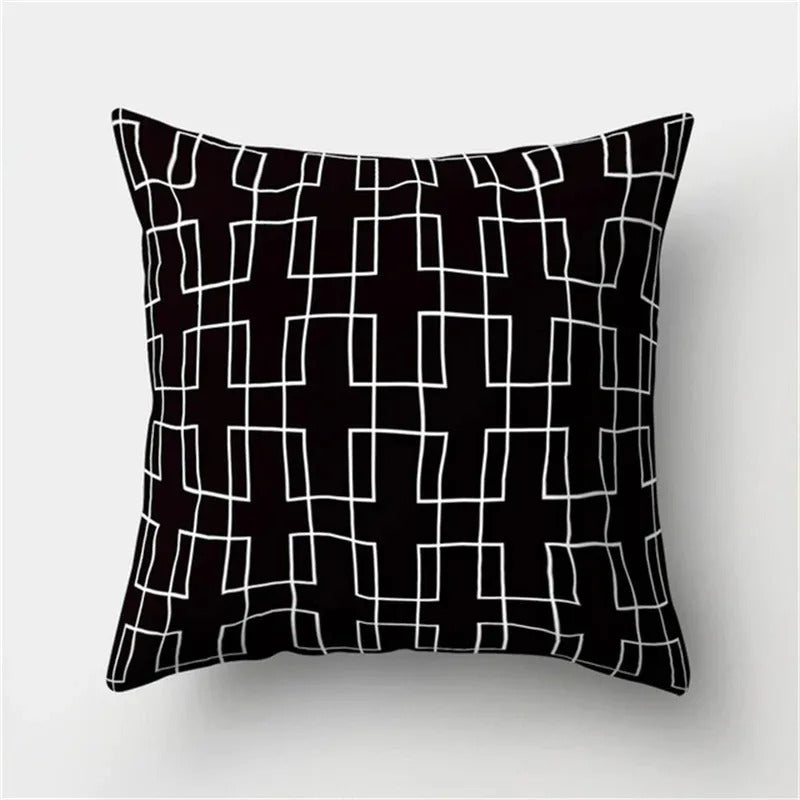 Black and White Geometric Cushion Cover – Elevate Your Home Decor with Chic Style