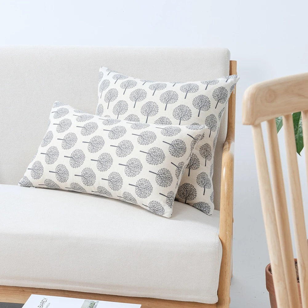 Housse de coussin en lin avec imprimé textile – Pour salon et chambre à coucher