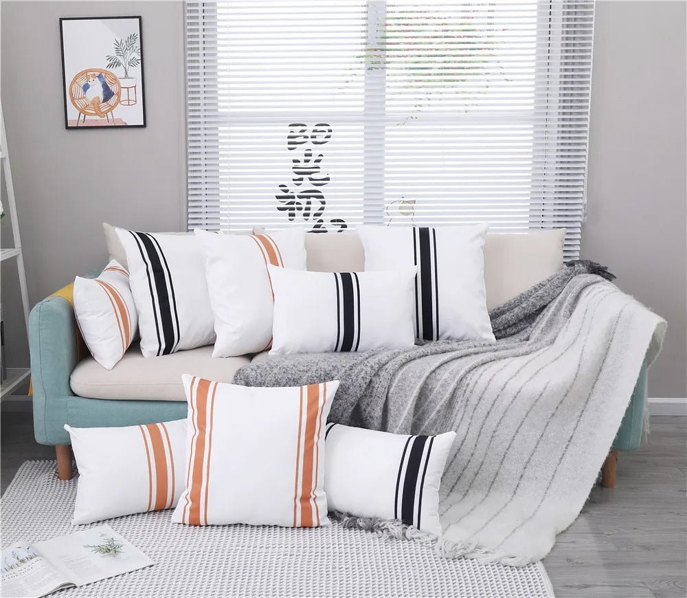 2 Piece Simple Striped Waterproof Cushion Cover