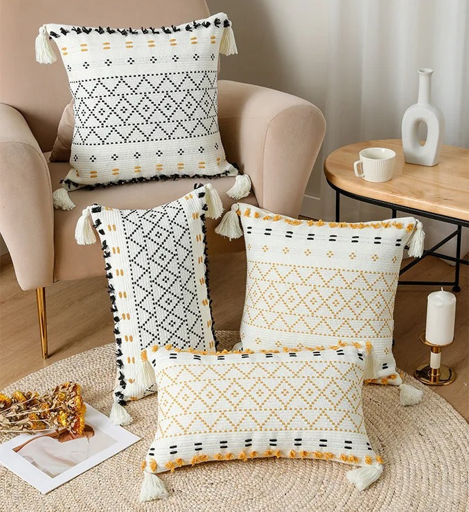 Boho Tufted Cushion Cover – With Tassels