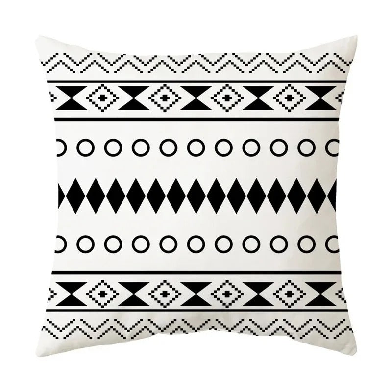 Black and White Geometric Cushion Cover – Elevate Your Home Decor with Chic Style