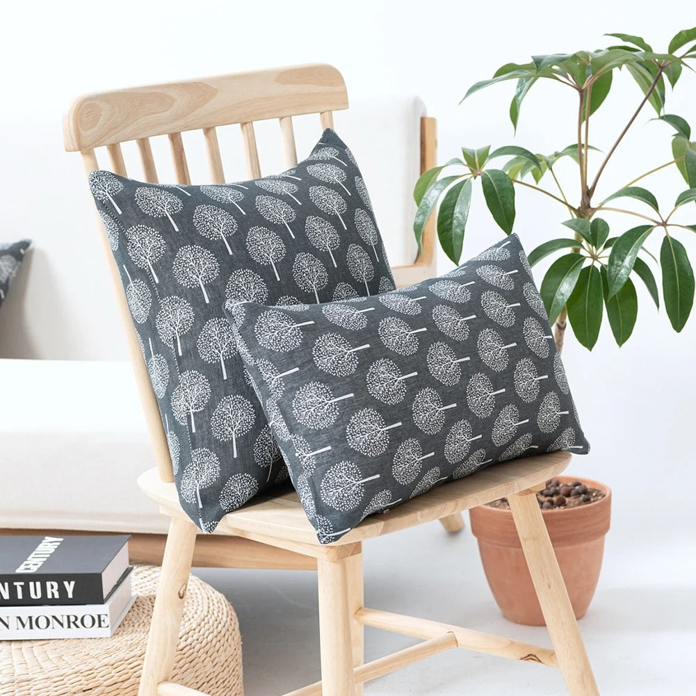 Linen Cushion Cover with Textile Print – For Living Room & Bedroom