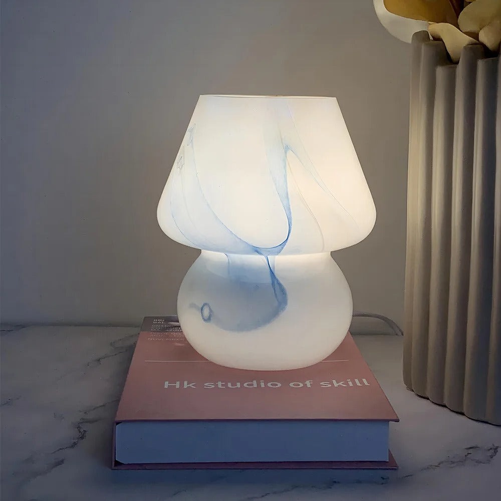 Lampada a fungo in vetro - Illuminazione a LED vintage per camera da letto e decorazioni per la casa