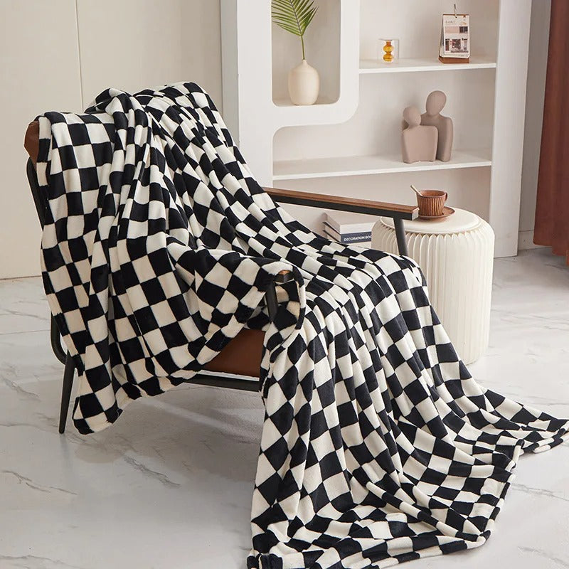 Coperta a mosaico – Morbido pile corallo per comfort e calore