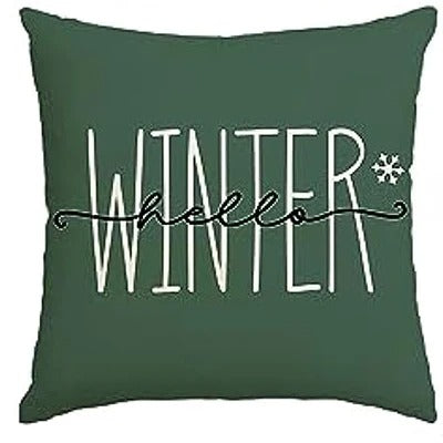 Colorful Christmas Cushion Cover – 'Merry Christmas Tree' & 'Hello Winter' Design