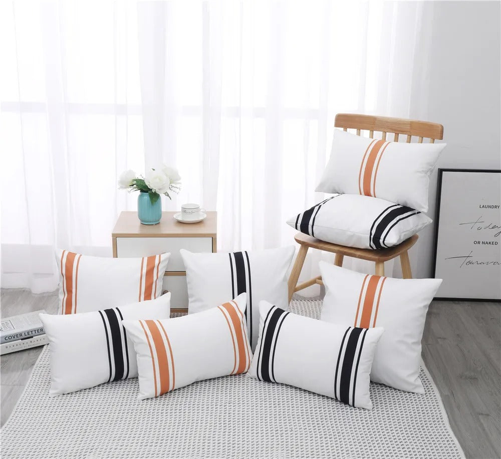 2 Piece Simple Striped Waterproof Cushion Cover