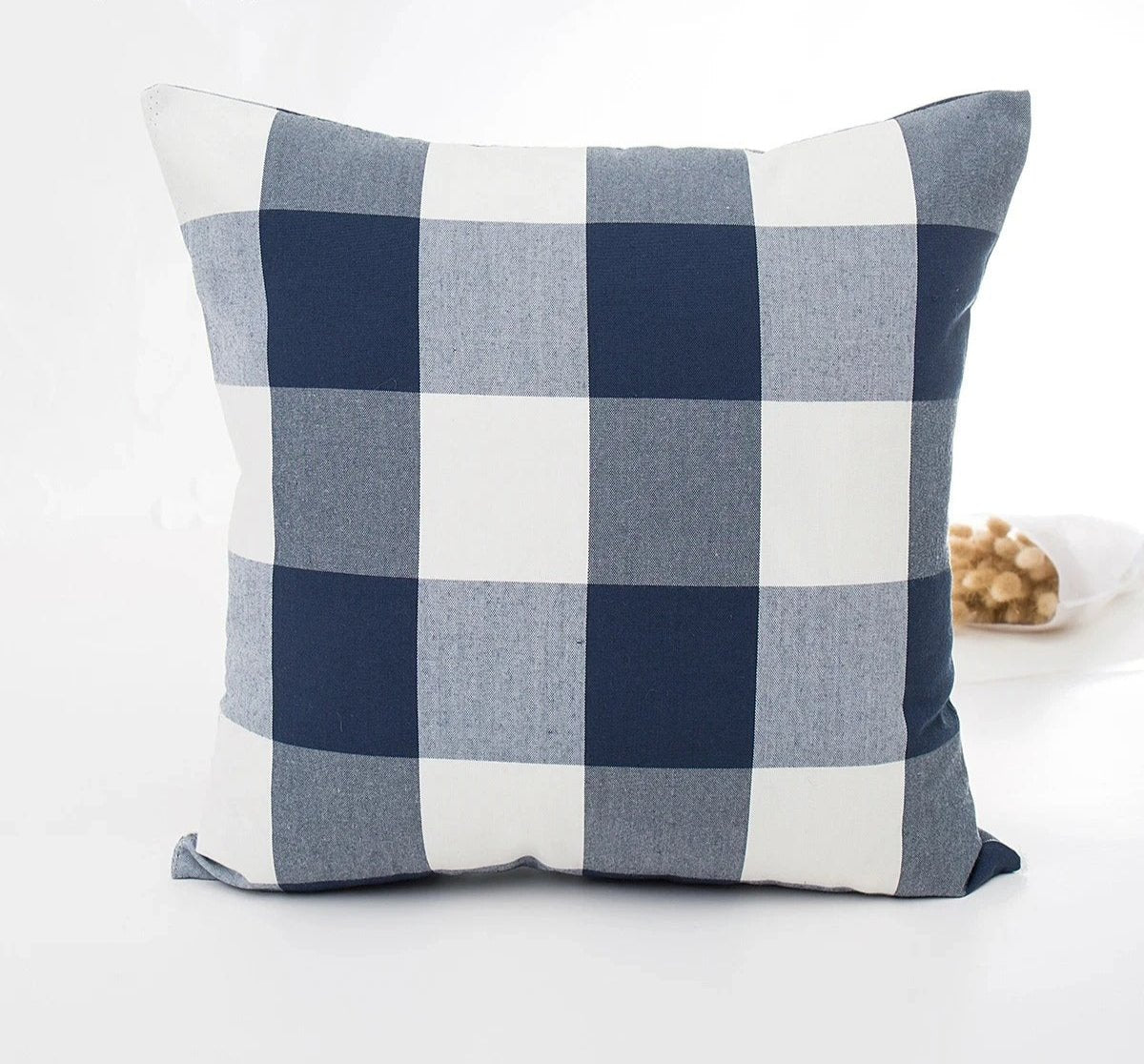 Housse de coussin à carreaux – Coton/Polyester