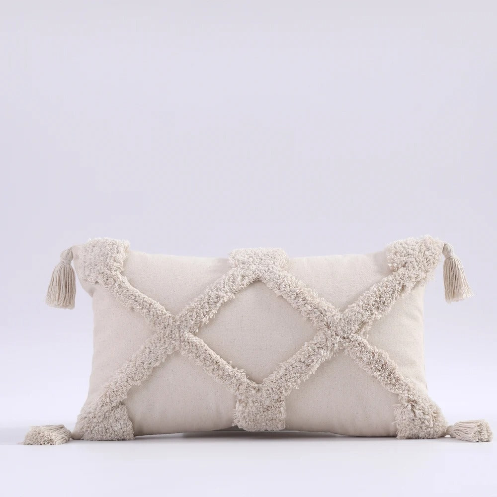 Housse de coussin touffetée style bohème marocain