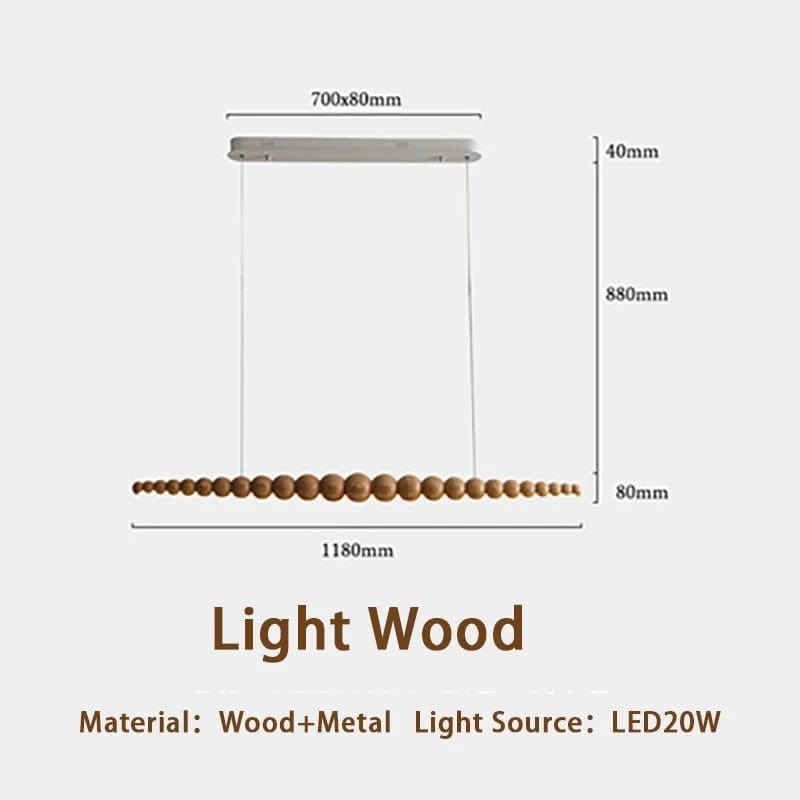 Lámpara de cuentas de madera