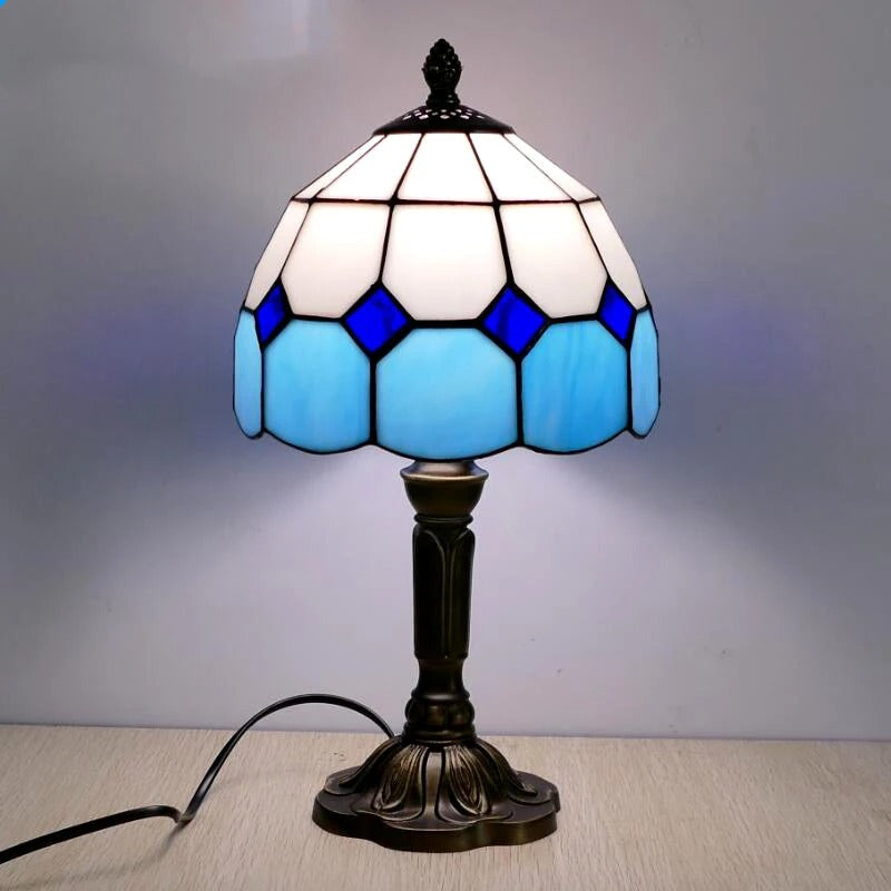 Lampada da tavolo a LED retrò barocca E27 - Vetro Tiffany vintage