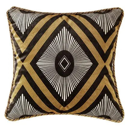 Housse de coussin rétro dorée – Style artistique européen de luxe avec imprimé abeille