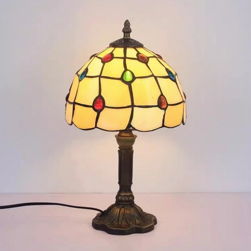 Retro Barok LED Bordlampe E27 - Vintage Tiffany Glas