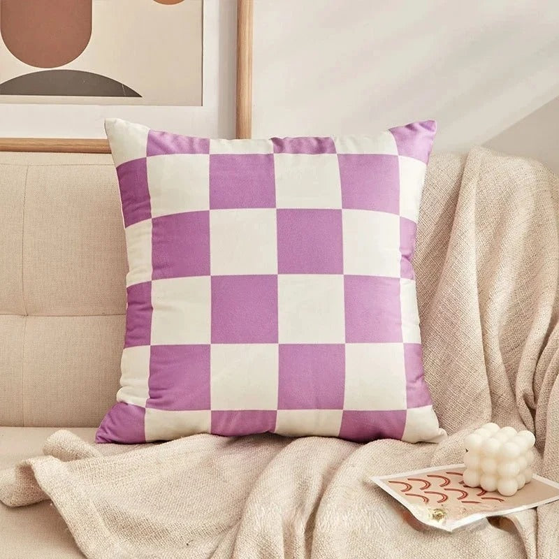 Fashion Checkerboard Plaid Cushion Cover – Retro Decor for Any Room