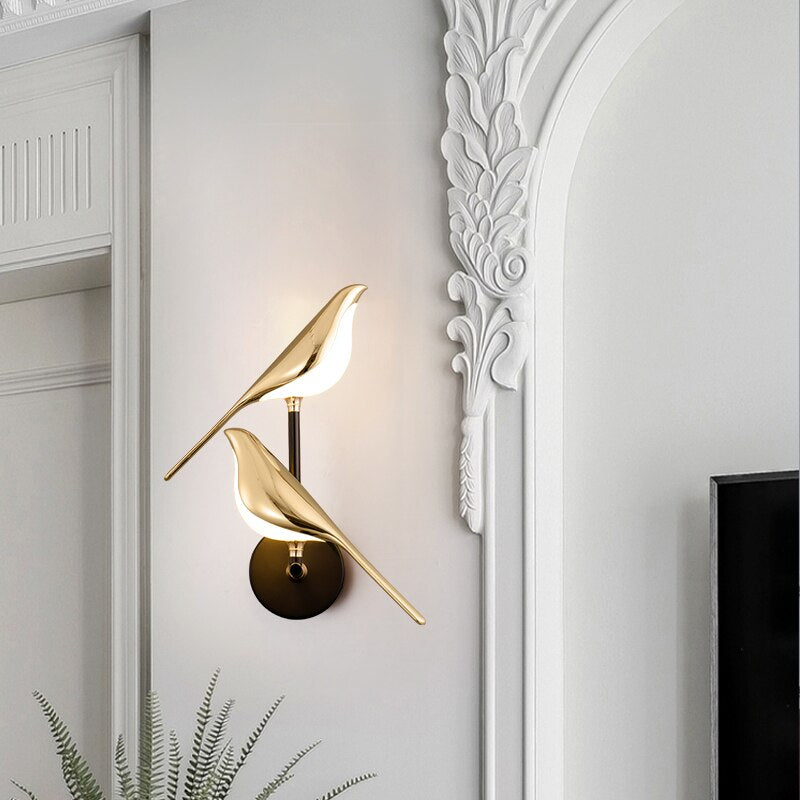 LumiBird - Lámpara de pared LED escandinava con forma de pájaro