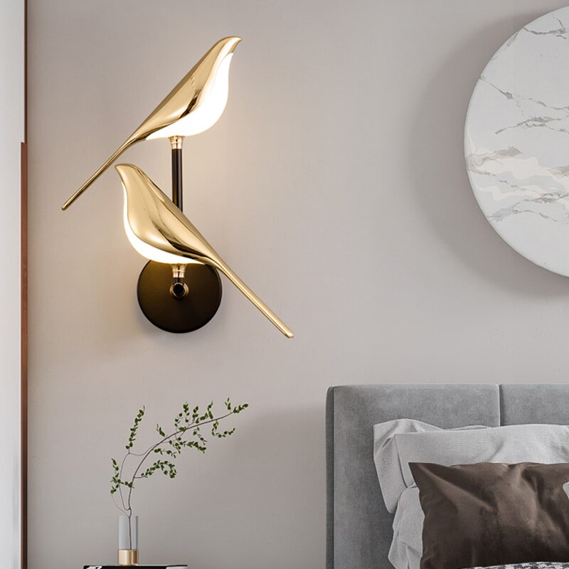 LumiBird - Lámpara de pared LED escandinava con forma de pájaro